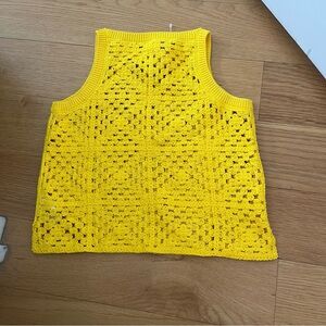 Crewcuts Yellow Crochet Top